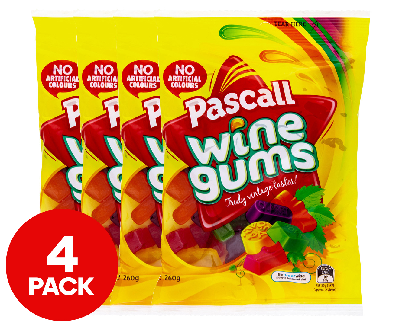 4 x Pascall Wine Gums 260g | Catch.com.au