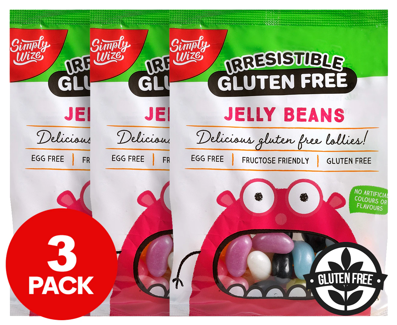 3 x Simply Wize Irresistible Gluten Free Jelly Beans 150g