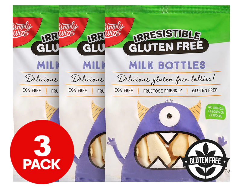 3 x Simply Wize Irresistible Gluten Free Milk Bottles 150g