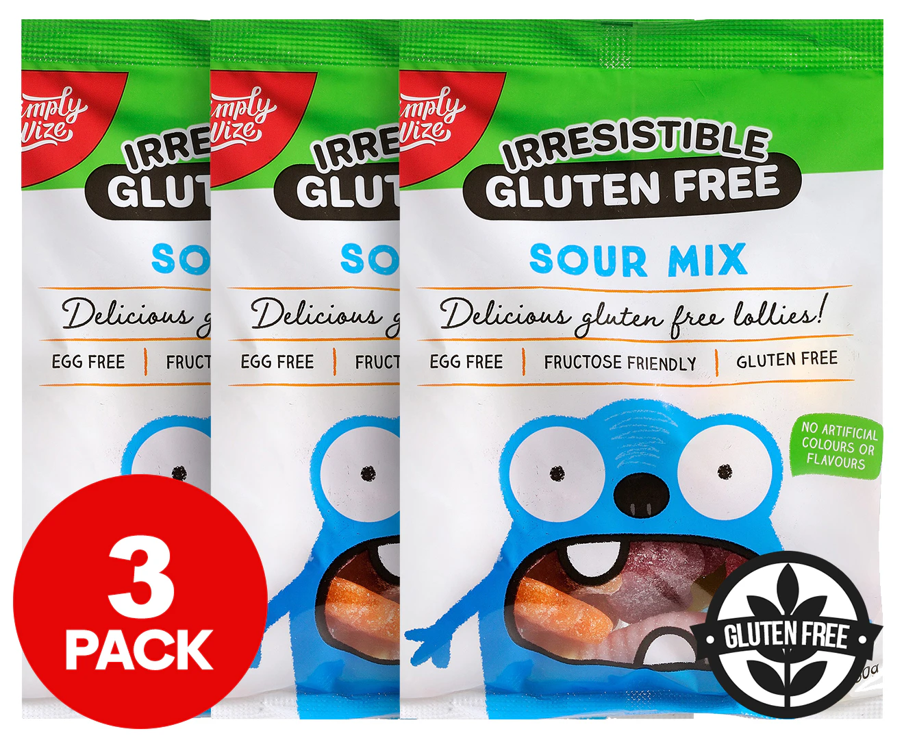 3 x Simply Wize Irresistible Gluten Free Sour Mix 150g