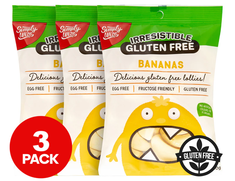 3 x Simply Wize Irresistible Gluten Free Bananas 100g