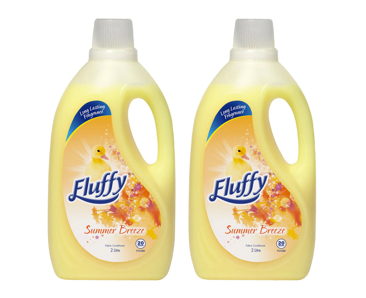 2 x Fluffy 2L Laundry Fabric Softener Scent Washing Conditioner Summer Breeze