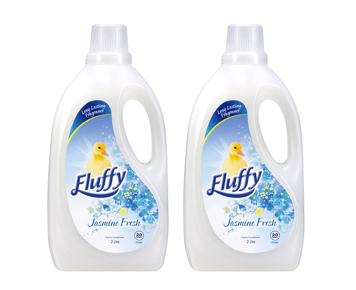 2 x Fluffy 2L Laundry Fabric Softener Scent Washing Conditioner Jasmine Fresh