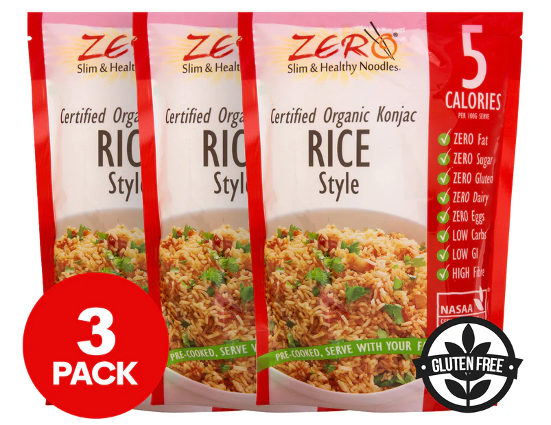 3 x ZERO Certified Organic Konjac Rice Style 400g