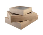 100 X Brown Kraft Disposable Catering Grazing Boxes Trays With Lids - Brown - Small