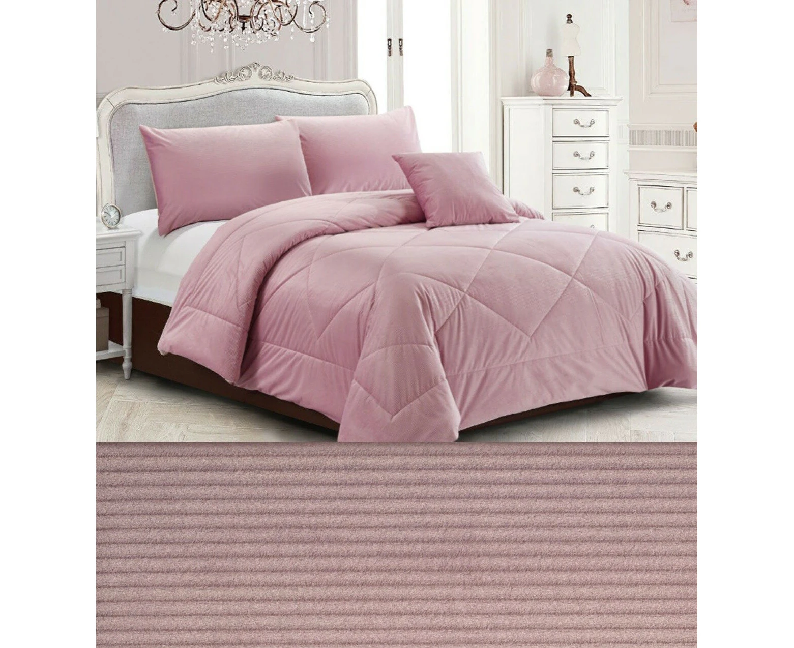 Georges Fine Linens Carrington Pink Quilt/Bedding Set