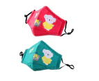 Catzon 2Pack Cotton Face Mask For Children 3 Layers With Adjustable Metal Nose Bridge-Red+Blue