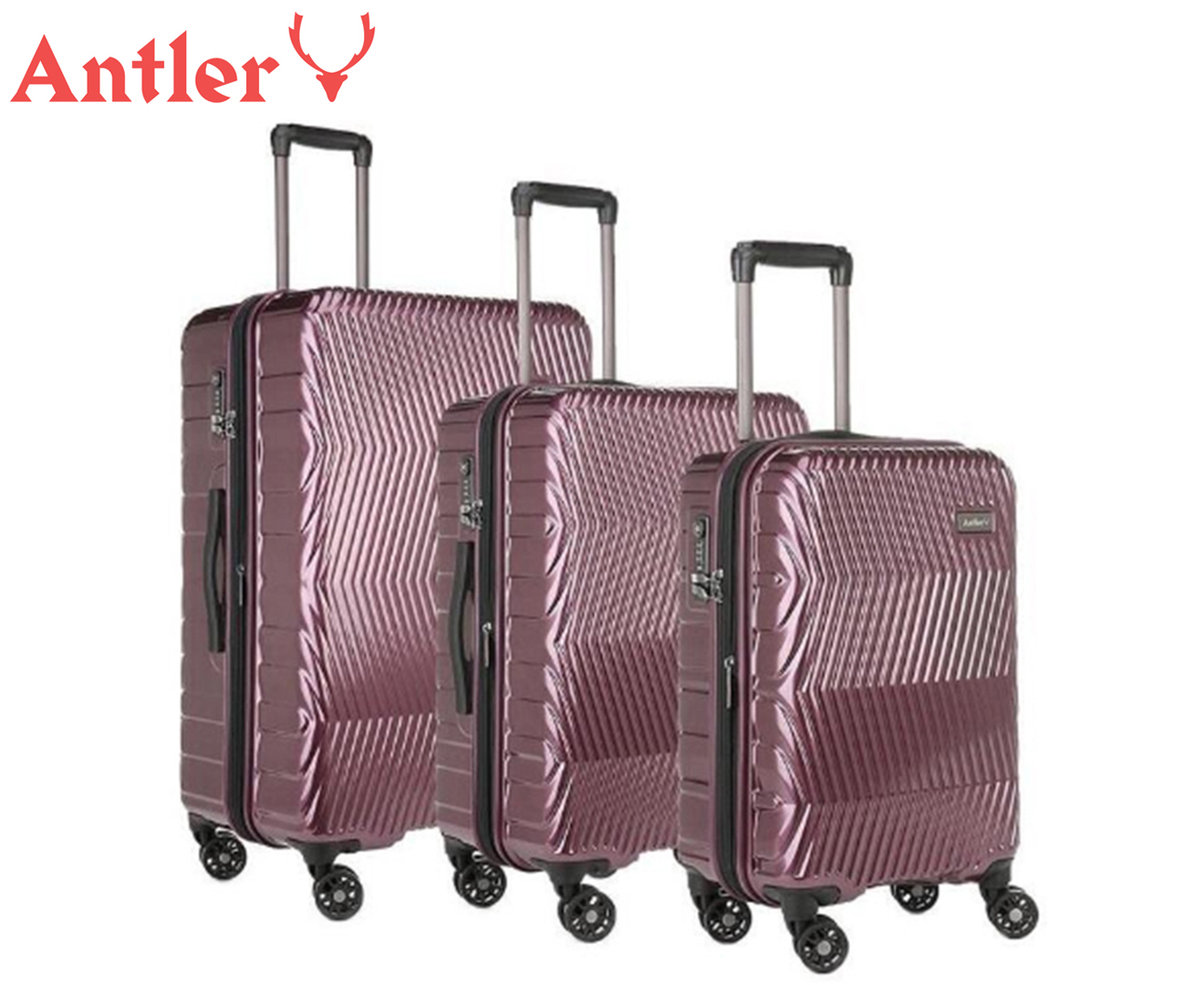 Antler Viva 3-Piece Hardcase Luggage/Suitcase Set - Aubergine | Catch.co.nz