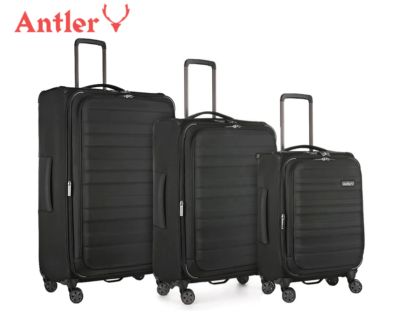 Antler Portland 3-Piece Softcase Luggage / Suitcase Set - Black