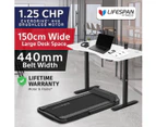 Lifespan Fitness V-FOLD Treadmill with ErgoDesk Automatic Standing Desk 1500mm in White/Black