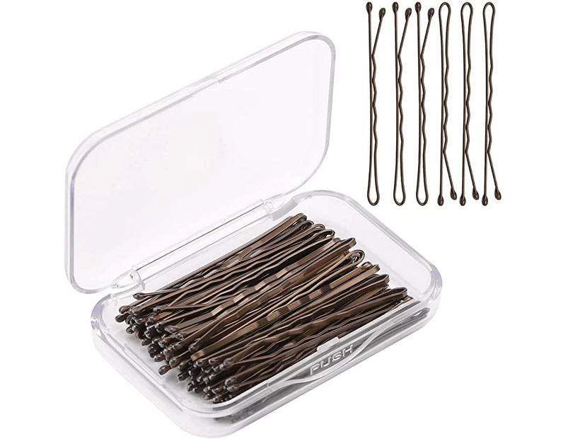 (U-shaped, Brown) - AIEX 50Pcs Hair Pins Kit Hair Clips Secure Hold Bobby Pins Hair Clips for Women Girls and Hairdressing Salon (Brown)