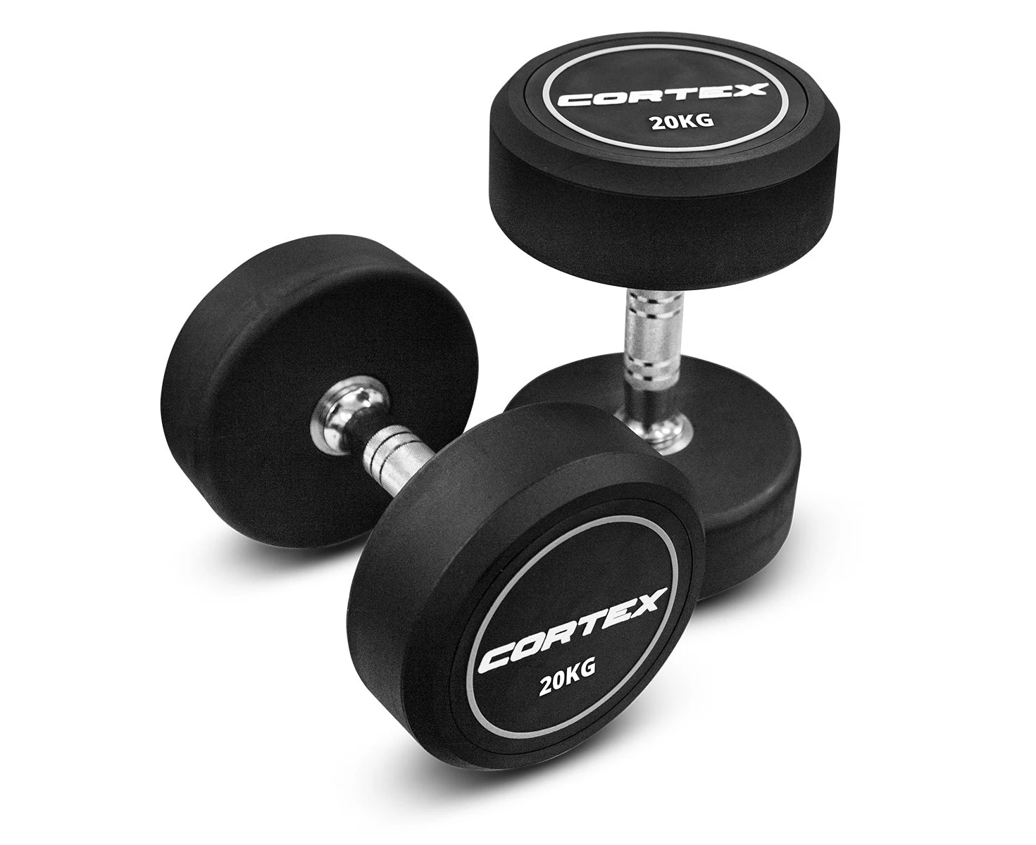 CORTEX Pro-Fixed Dumbbell Weights 20kg (Pair) Contoured Handle with Commercial Grade Knurling