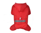 Dog Reflective Raincoat Pet Clothes Dog Clothing Waterproof Jumpsuit Jacket-2XL-Red