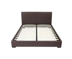 Nova PU Leather Upholstered Bed Frame Black & Brown - Brown