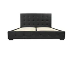 Lisa PU Leather Upholstered Bed Frame Black & White - Black