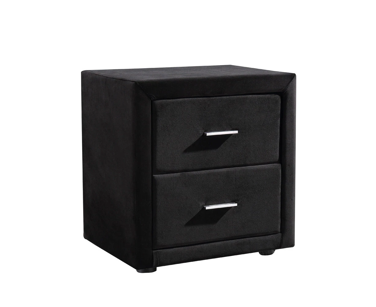 Dallas Velvet Bedside Table Black