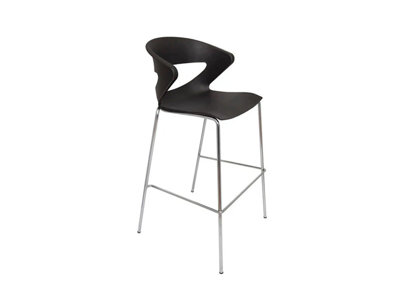 Aries Indoor Hospitality Stool With Footrest Bar Black - Flat Pack Delivery