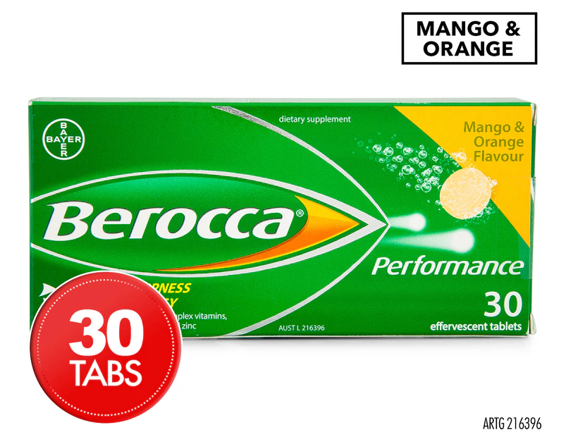 Berocca Performance Effervescent Mango & Orange 30 Tabs