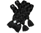 (1B) - YMHPRIDE Black Jumbo Braiding Hair Extensions 60cm Synthetic Jumbo Braiding Hair Kanekalon