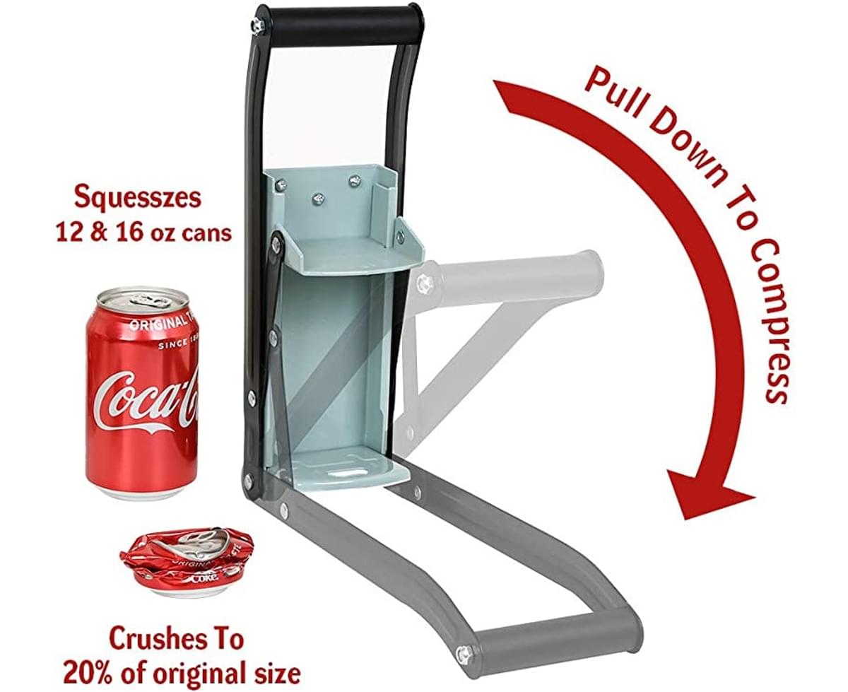 10.6 x 8 x 32 cm Heavy Duty 16 oz Can Crusher Tool for Recycling Beer Soda with Bottle Opener Soft Grip Handle Can Crusher 