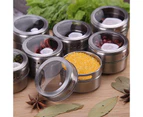 (12 MAGNETIC SPICE TINS) - Sanvcomy 12 Powerful Magnetic Spice Tins- Stainless Steel Spice Storage Containers, Kitchen Spice Jars with Clear Lid with Sift