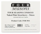 144pk Four Seasons Naked Lubricated Condoms Strawberry - Pink