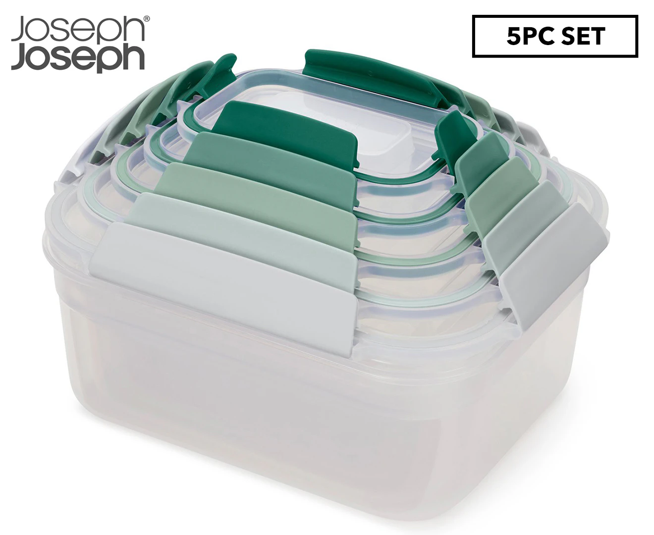 Joseph Joseph 5-Piece Nest Lock Multi-Size Container Set - Green Edition