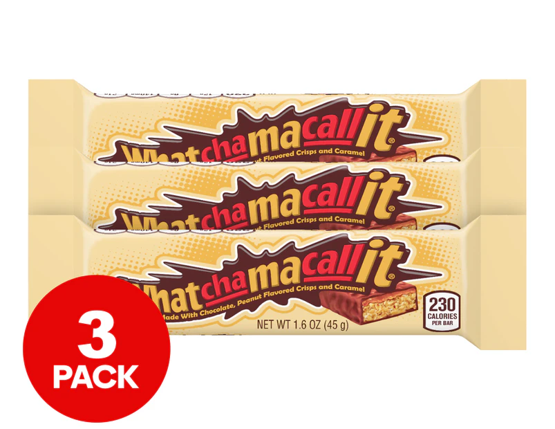 3 x Hershey Whatchamacallit Bars Peanut/Caramel/Chocolate 45g