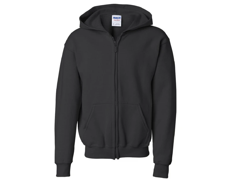 Gildan Heavy Blend Unisex Childrens Full Zip Hooded Sweatshirt / Hoodie (Black) - BC472