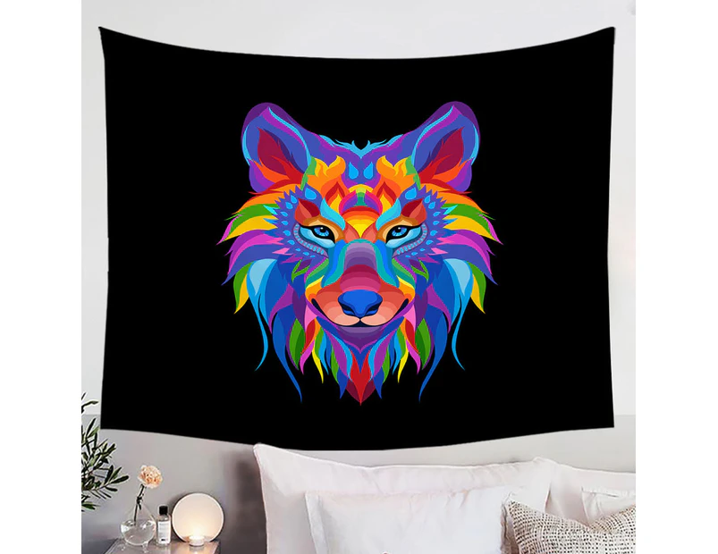 Colorful Wolf Face Tapestry