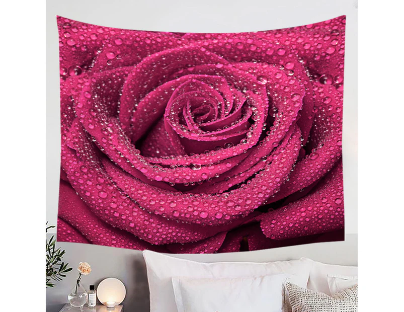 Dew Covered Rosy Rose Tapestry