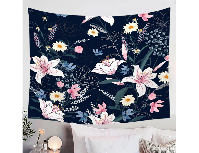 White Pink and Blue Flowers Tapestry