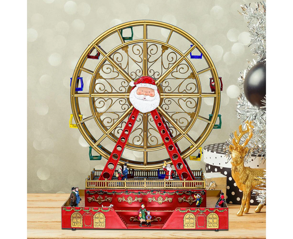 WISH Christmas Musical Village Big Ferris Wheel Large Resin LED Light Christmas Gift Xmas Decoration