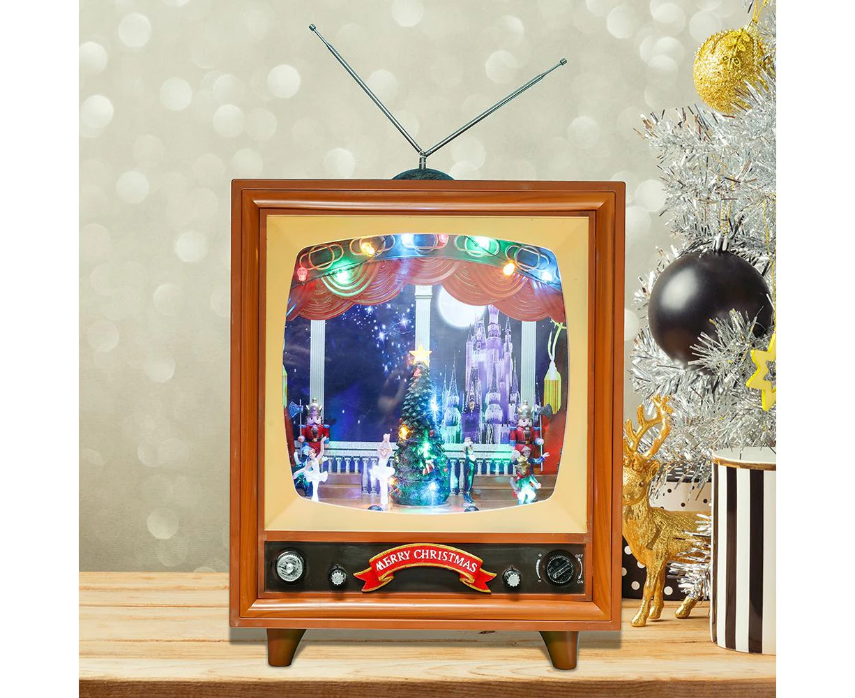 WISH Musical Luminous Christmas Village Christmas Tree TV Snow Box Animated  Large Gift Box Christmas Ornament Xmas Decoration .au