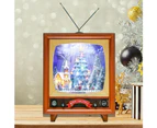 WISH Musical Luminous Christmas Village Christmas Tree TV Snow Box Animated Large Gift Box Christmas Ornament Xmas Decoration