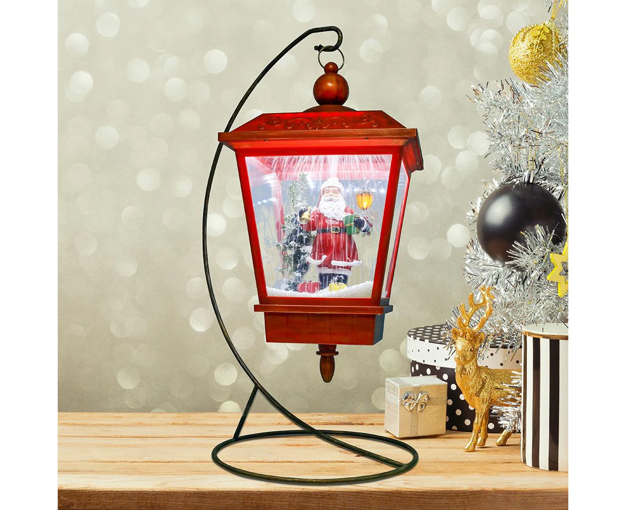 WISH Musical LED Light Christmas Village Santa Lamp Post Snow Box Red Unique Creative Holiday Decoration Xmas Decoration