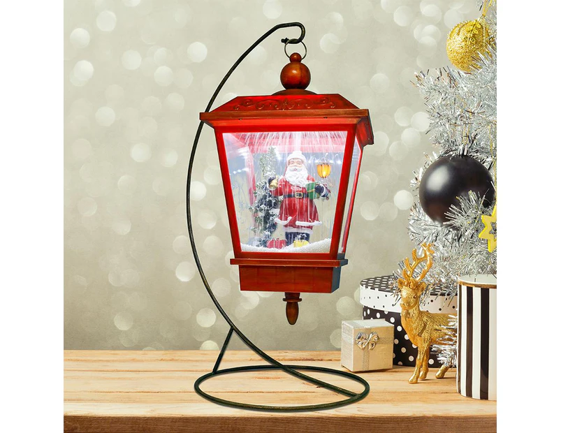 WISH Musical LED Light Christmas Village Santa Lamp Post Snow Box Red Unique Creative Holiday Decoration Xmas Decoration
