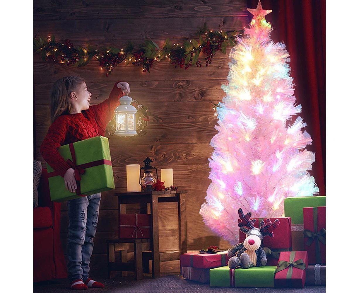 Christmas Tree xmas 150CM WISH Rainbow White xmas decoration with Ultra Bright Multicolour LED Fiber Optic Lights 