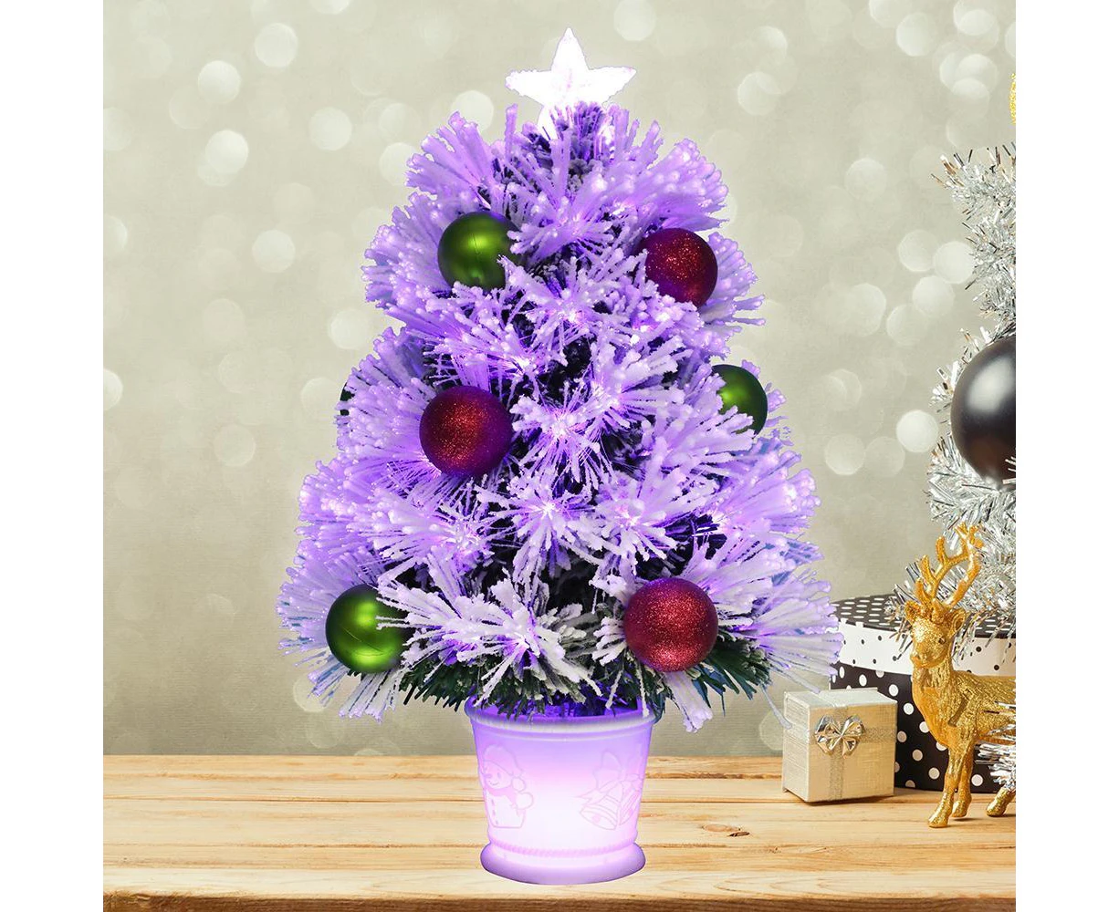 Christmas Tree xmas 60CM WISH Snowy Green xmas decoration with Ultra Bright Multicolour LED Fiber Optic Lights 