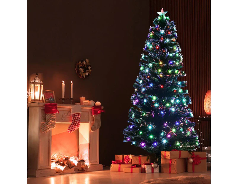 Christmas Tree xmas 150CM WISH Green xmas decoration with Ultra Bright Multicolour LED Fiber Optic Lights 