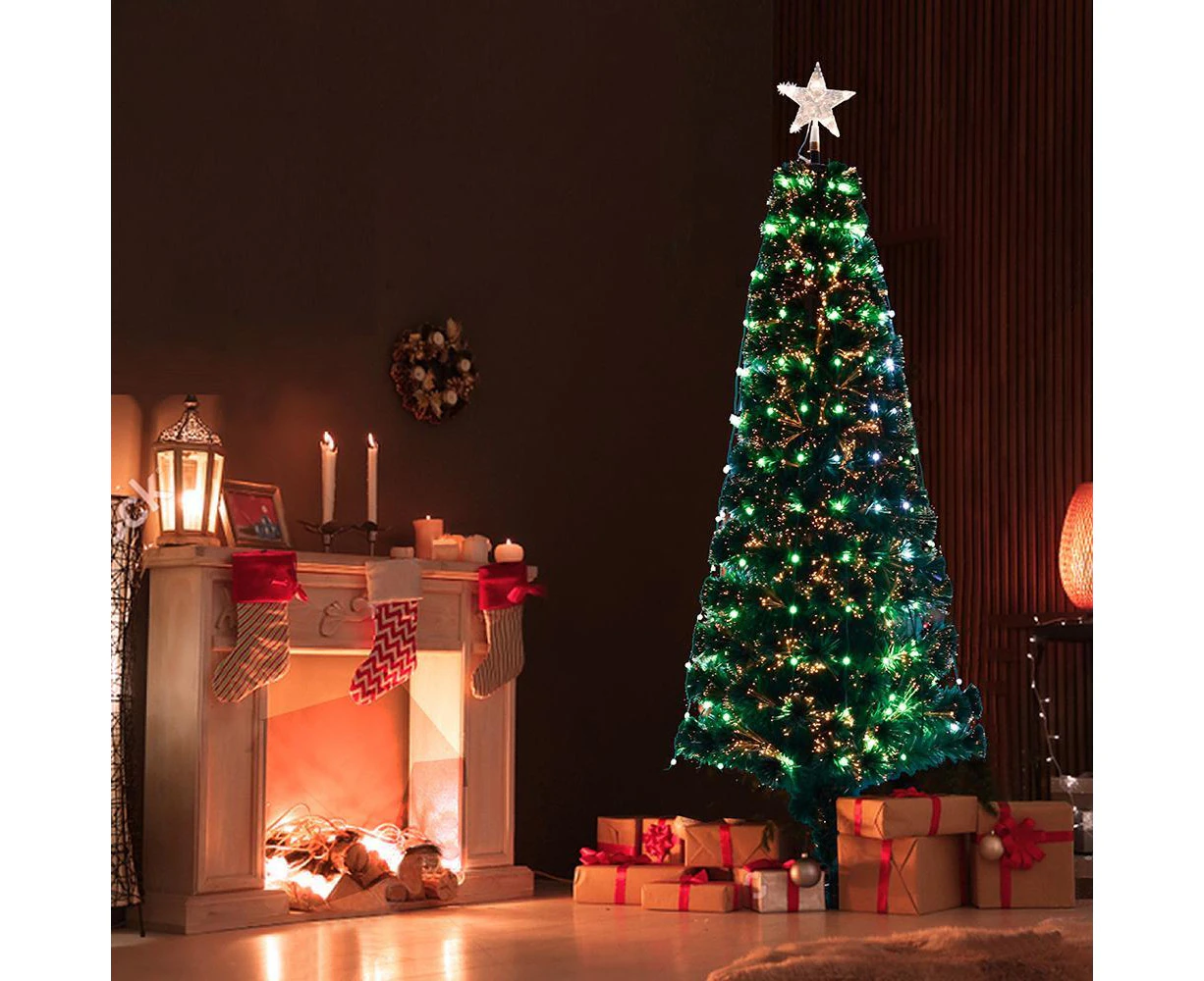 Christmas Tree xmas 180CM WISH Green xmas decoration with Ultra Bright Multicolour LED Fiber Optic Lights 