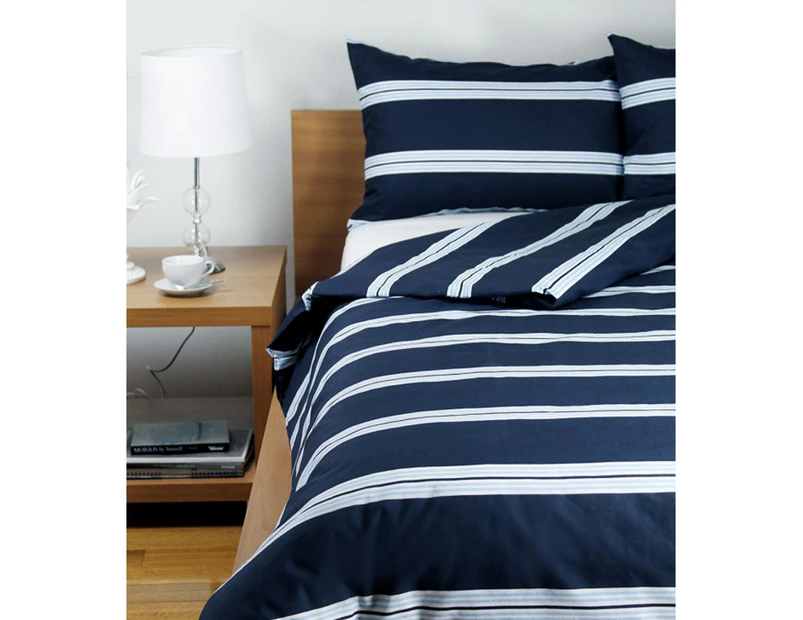 Jason Hudson Stripe Navy Quilt Cover Set