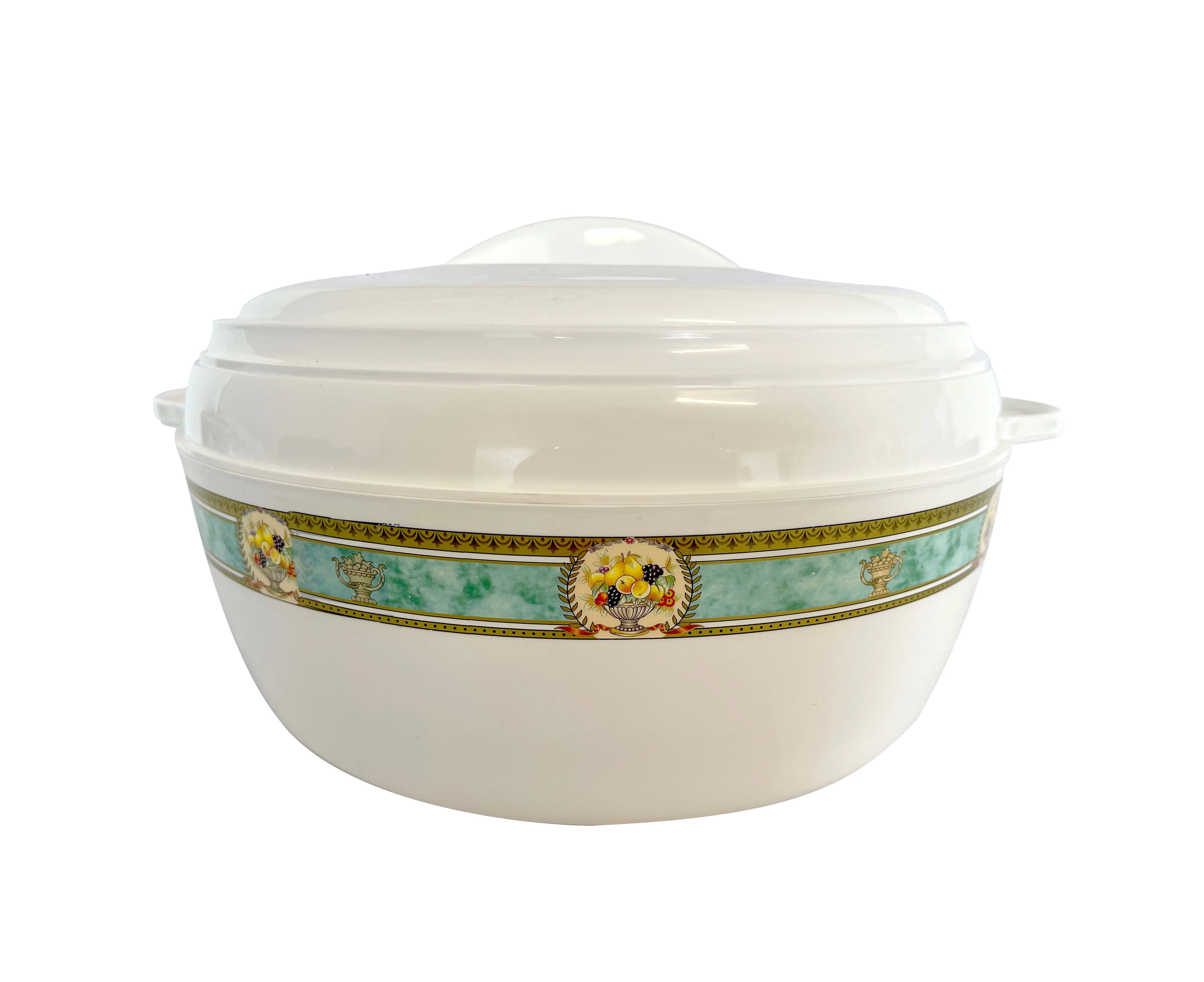 The House of Florence Karishma 10lt White with Green Foil Band Food Warmer