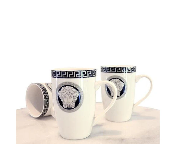 The House of Florence Medusa 6 Piece 300ml Mug Set Black and Silver