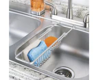 (Silver) - mDesign Rustproof Aluminium Over-the-Sink Sponge/Scrubber Caddy - Silver