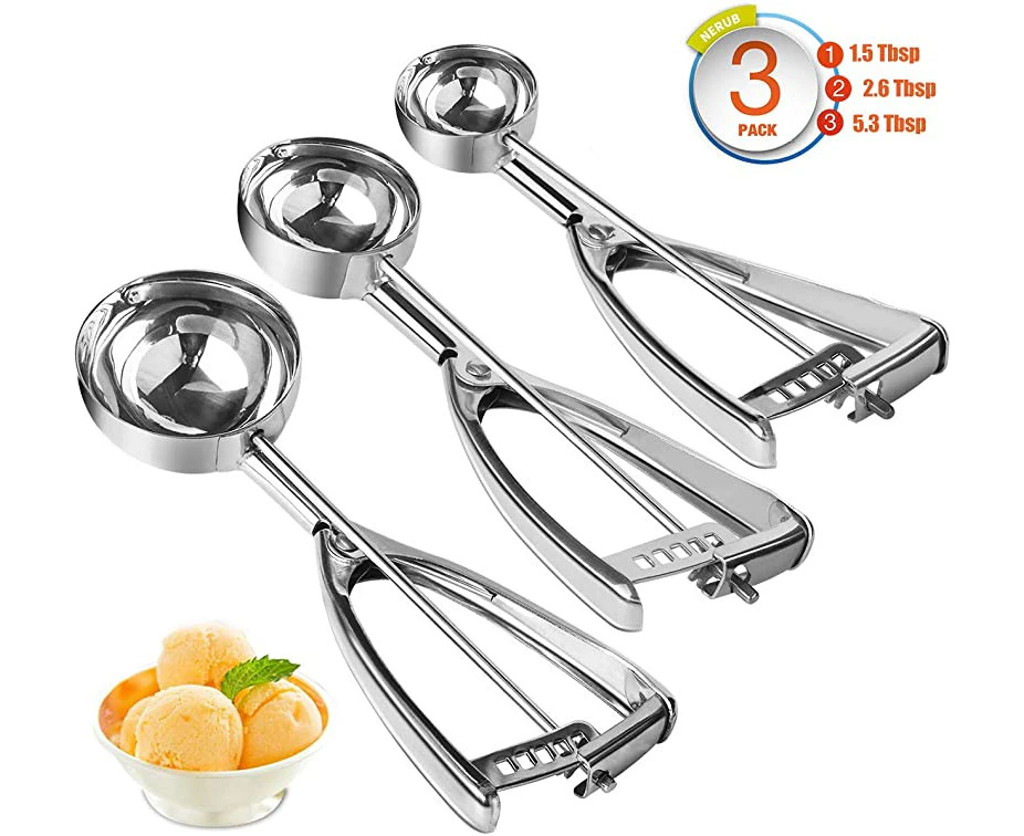 Fayomir Cookie Scoop Set - Small/1 Tablespoon, Medium/2 Tablespoon, Large/3  Tablespoon - Cookie Dough Scoop, 18/8 Stainless Steel Ice Cream Scoop