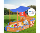 Keezi Kids Sandpit Toys Canopy Sand Pit Box Outdoor Wooden Play Set Large Seat