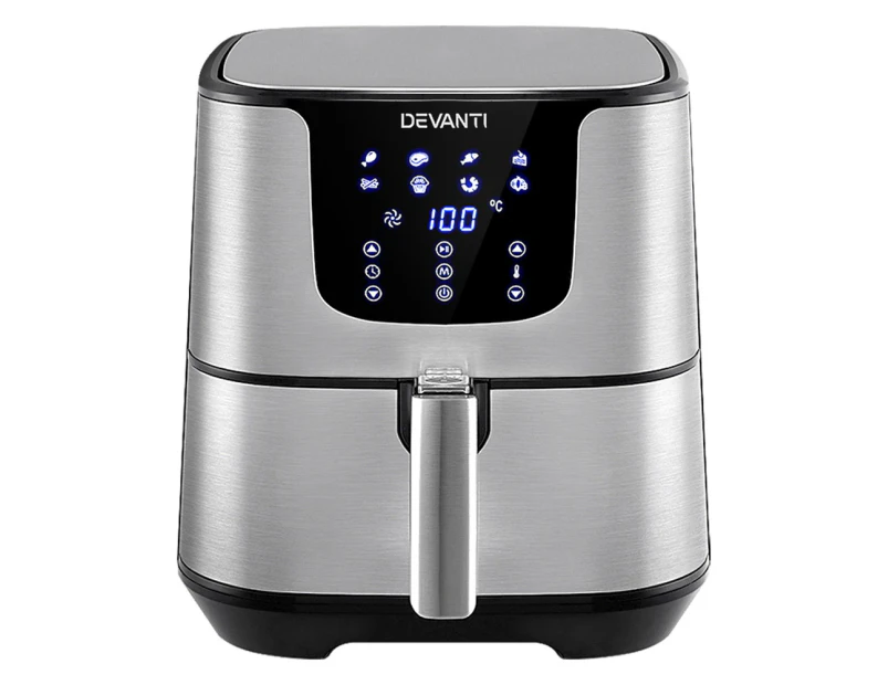 Devanti 7L Air Fryer LCD Healthy Cooker Oil Free Kitchen Oven Airfryer Silver