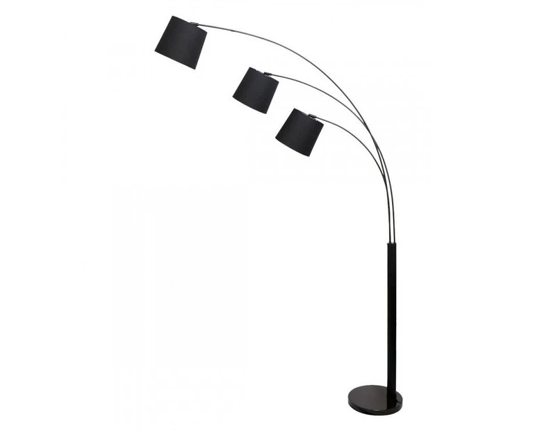 Sarantino SARANTINO 3-LIGHT ARC FLOOR LAMP ADJUSTABLE BLACK TAPER SHADES
