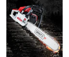 Giantz Chainsaw Petrol 52CC 20" Bar Commercial E-Start Pruning Chain Saw White